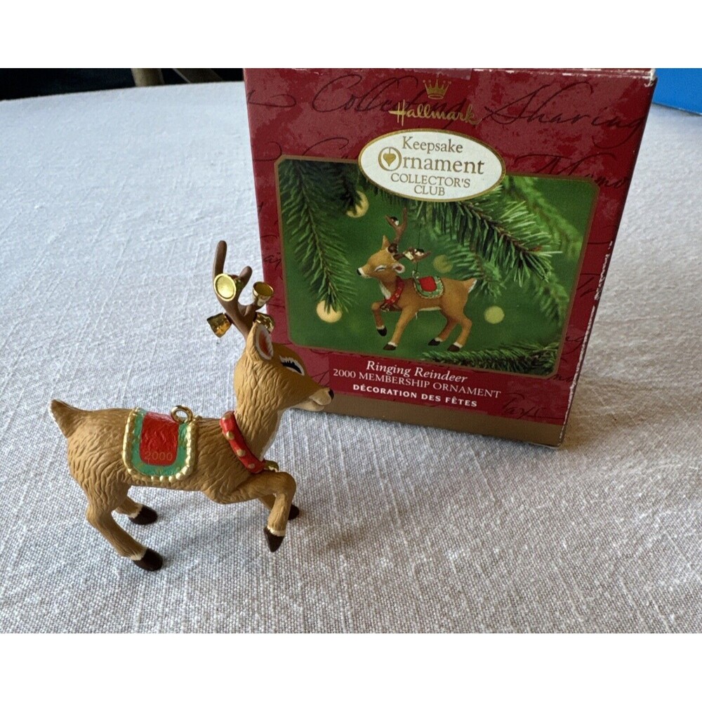 Vintage Hallmark 2000 Ringing Reindeer KOC Membership Christmas Ornament‎